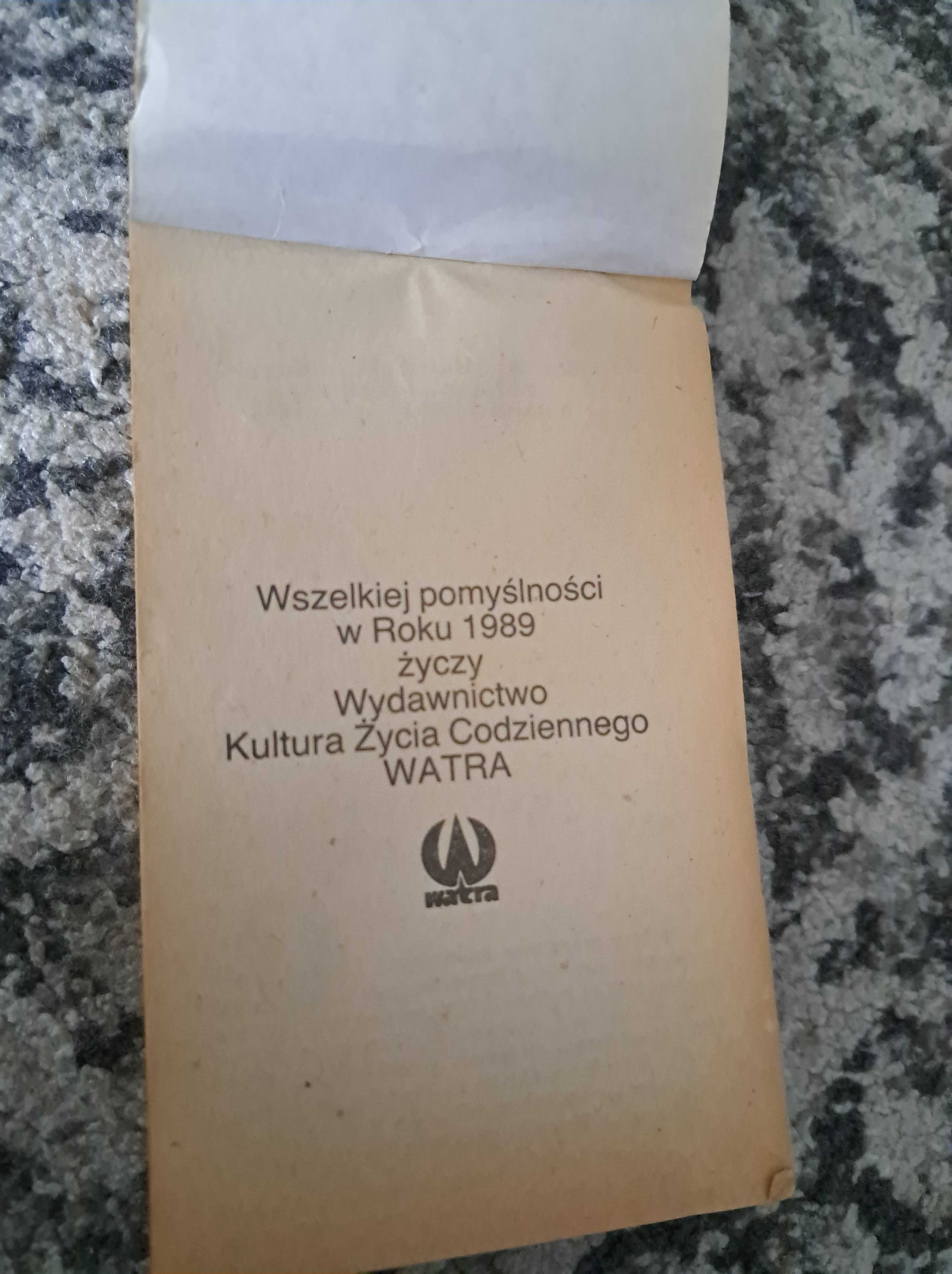 Kalendarz zdzierak 1989 Przepisy kulinarne i porady domowe