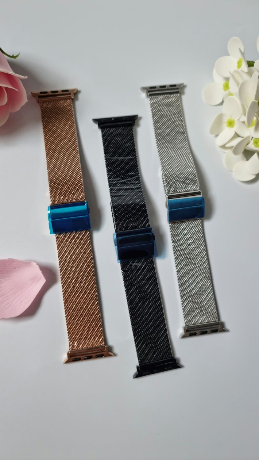 Opaska do Apple Watch 38mm 40mm 41mm,siatkowy pasek metalowy  z regulo
