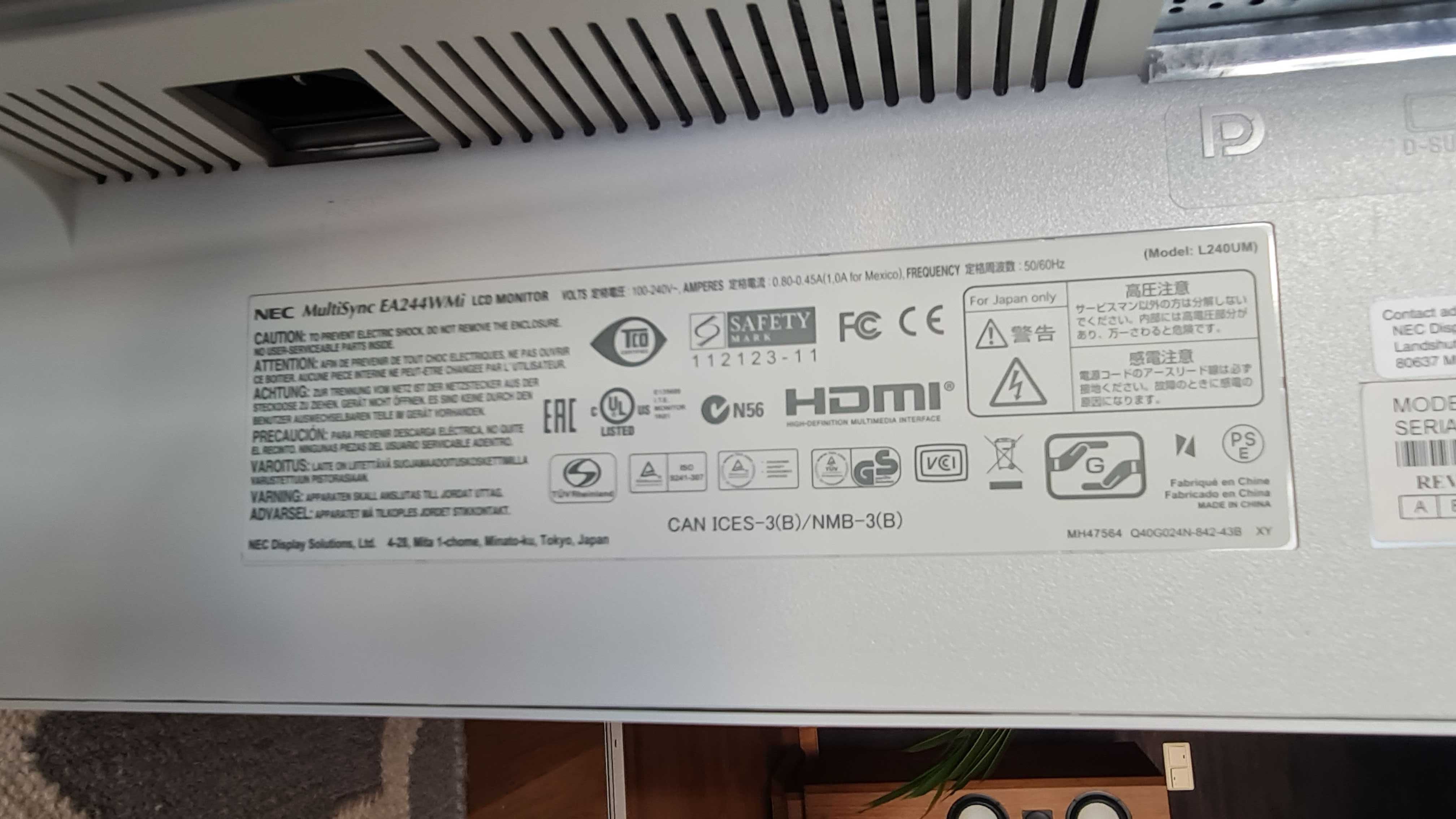Nec MultiSync EA243WMi 24" 1920x1200 LED IPS pivot hub USB 3szt Gdynia