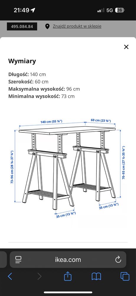 Biurko ikea Lagkapten / Mittback