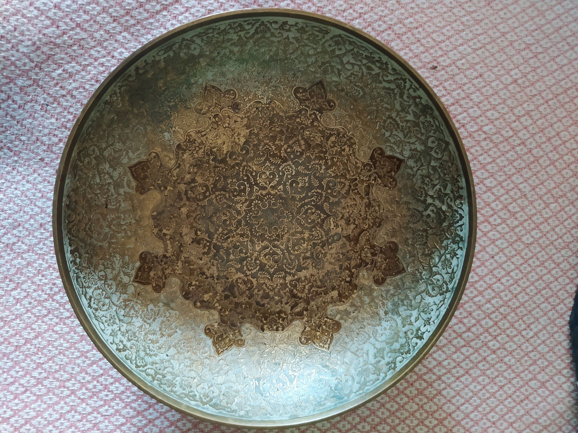 Patera Talerz z Mosiądzu Indyjski Orientalny PRL Antyki