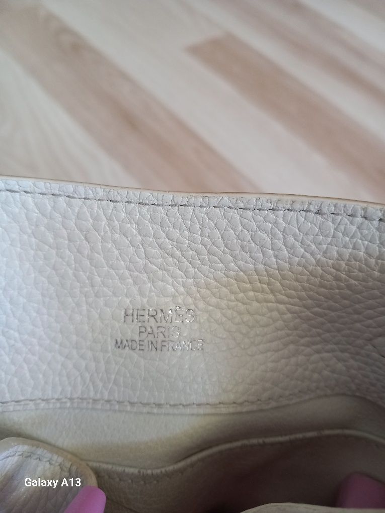 Hermes Kelly oryginalna torebka biała skóra