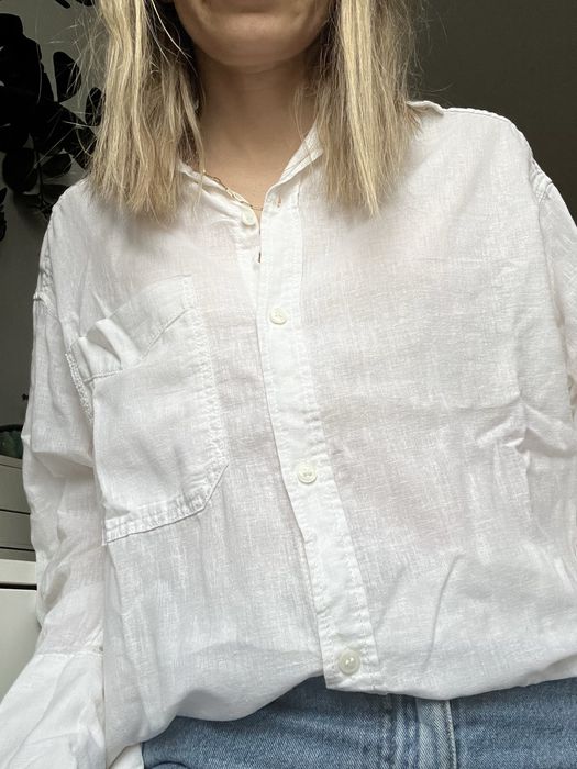 Lniana biala koszula H&m xs/S oversize