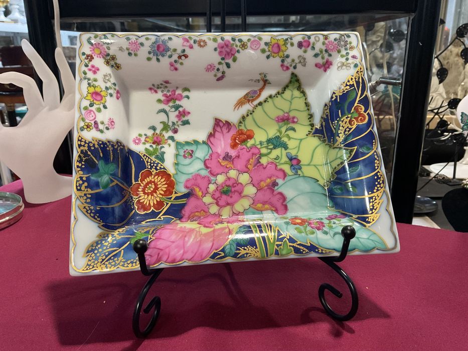 Prato vista alegre motahedeh pintura a ouro 19x15 cm