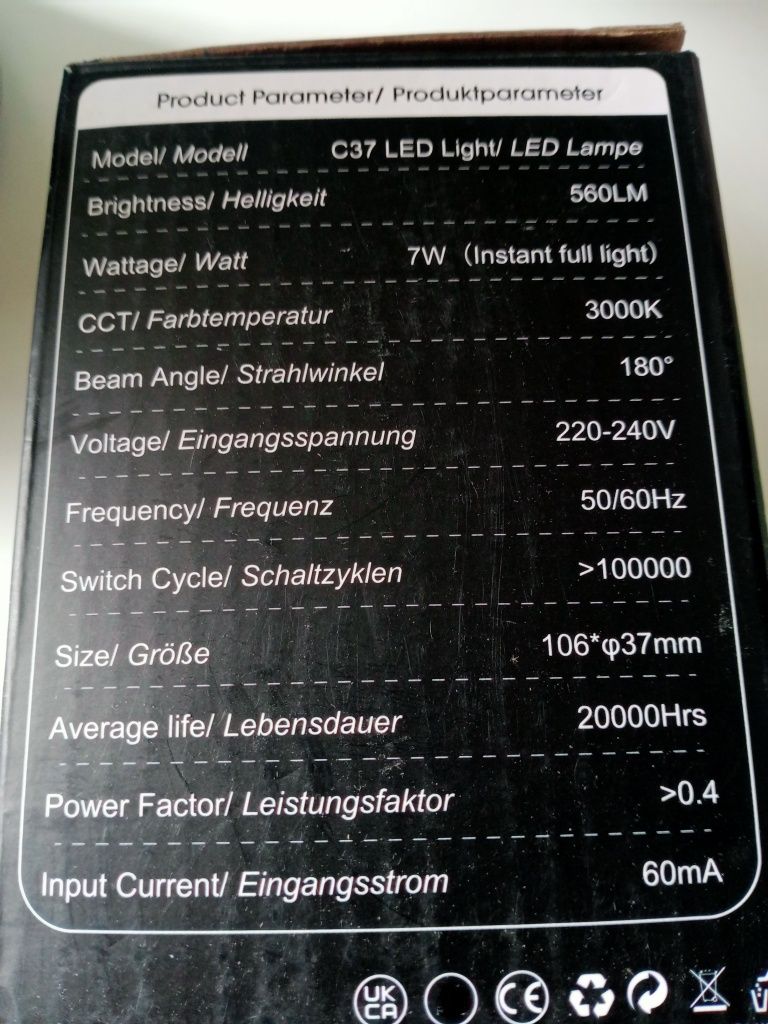 Żarówki LED 6 sztuk, E14, 7W(60W)