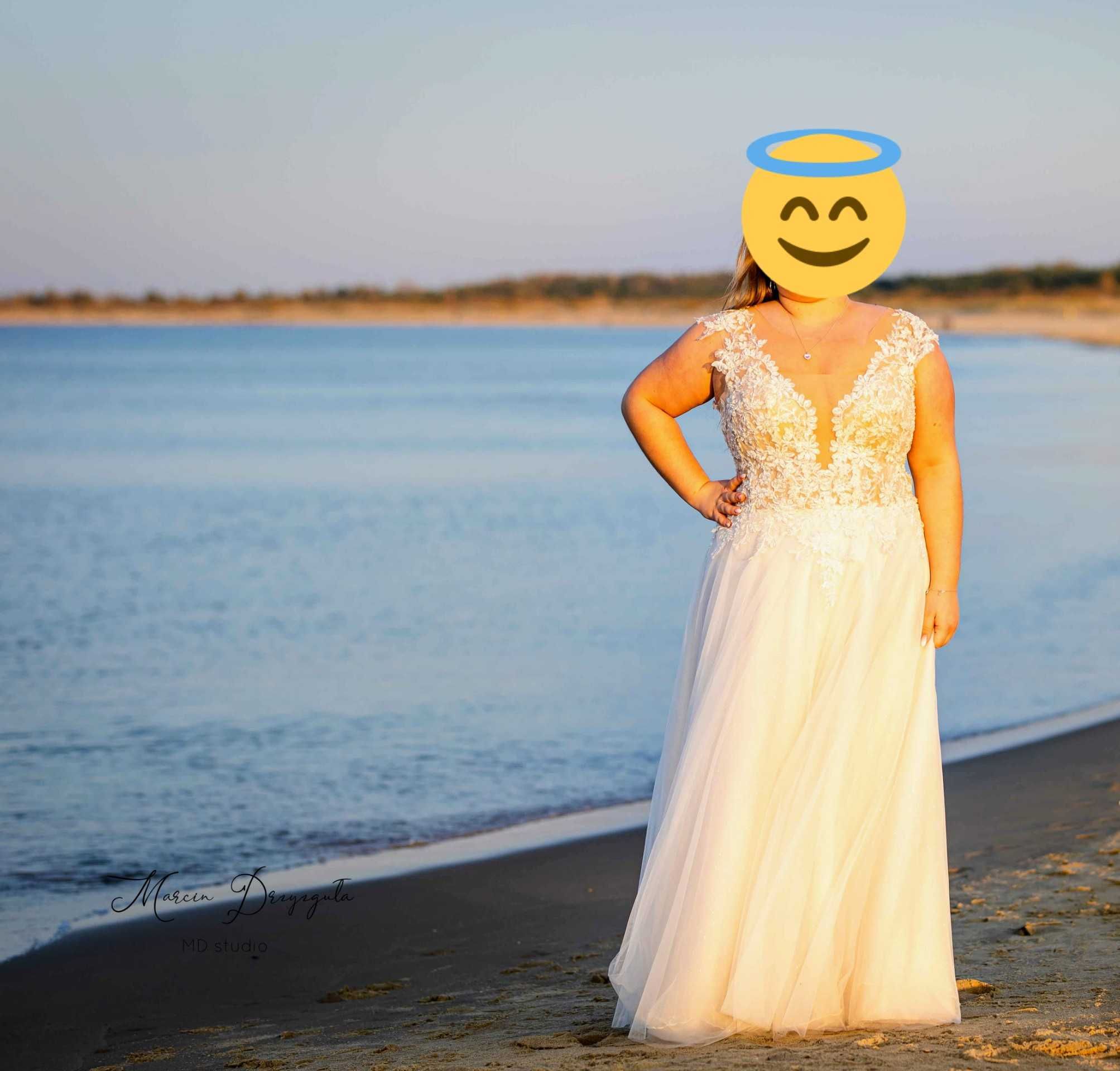 Suknia ślubna, niska cena PRZEŚLICZNA, rozmiar plus size