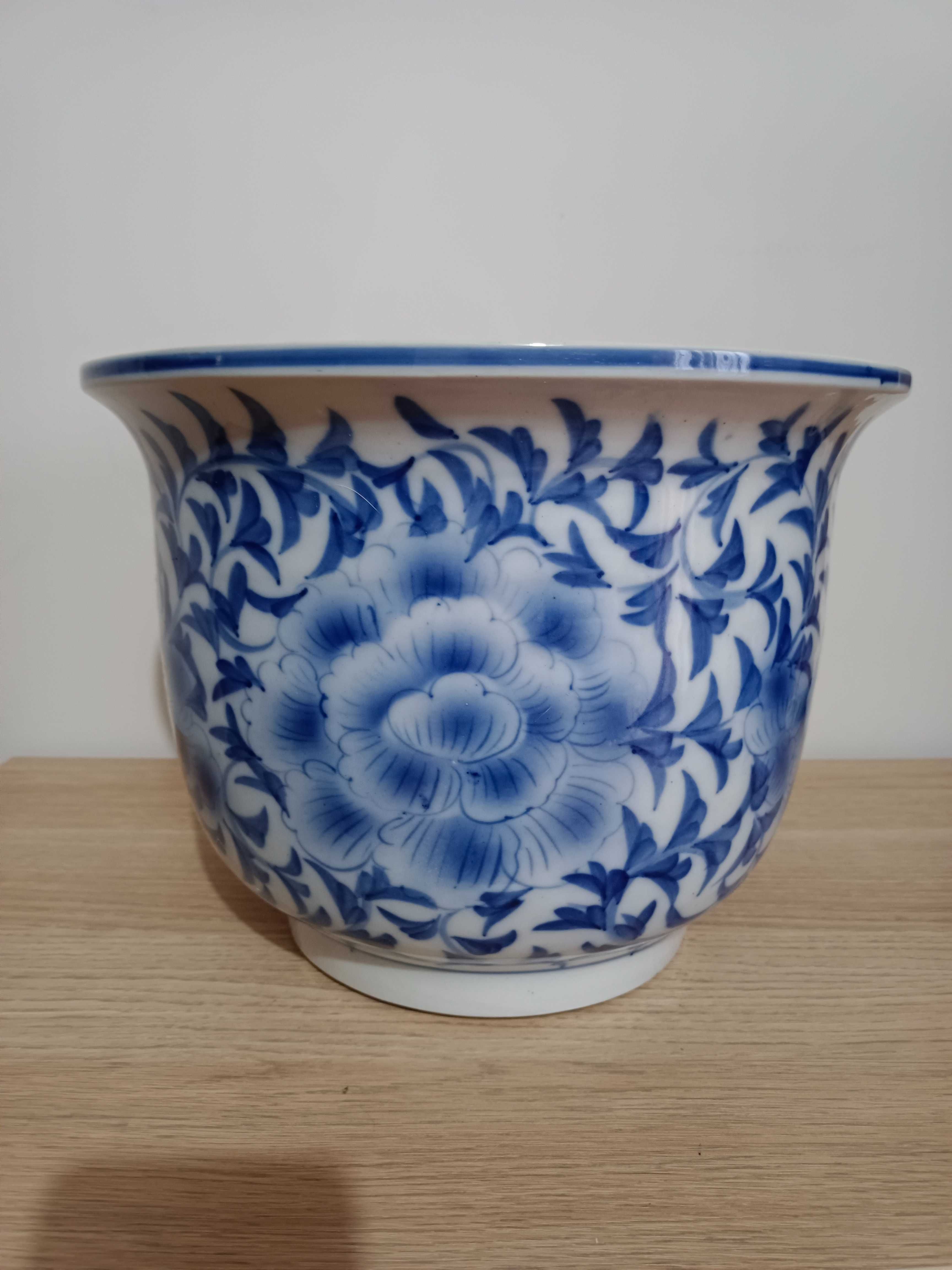 Vaso Cachepot "vintage", em porcelana chinesa pintada à mão