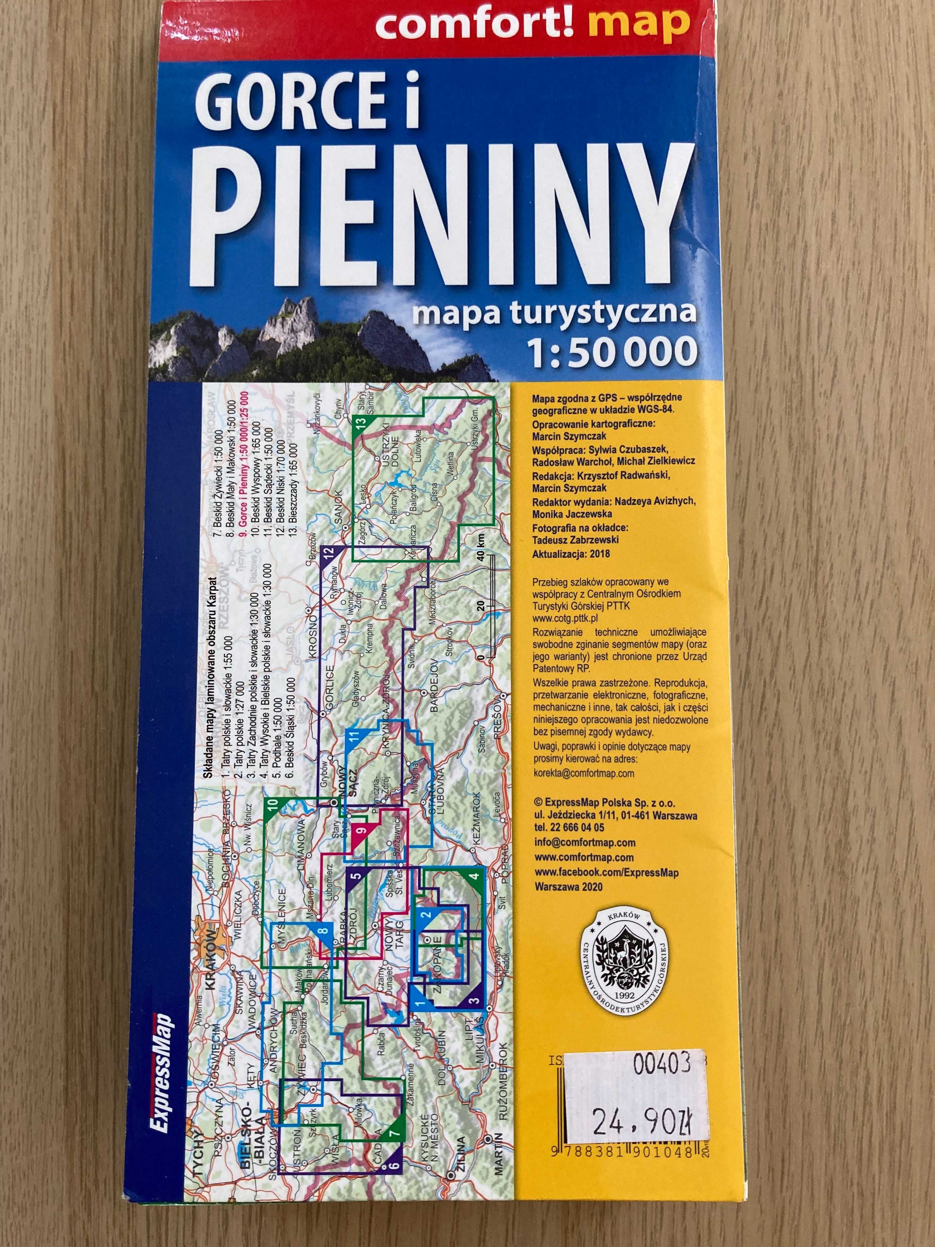 Gorce i Pieniny-Mapa laminowana