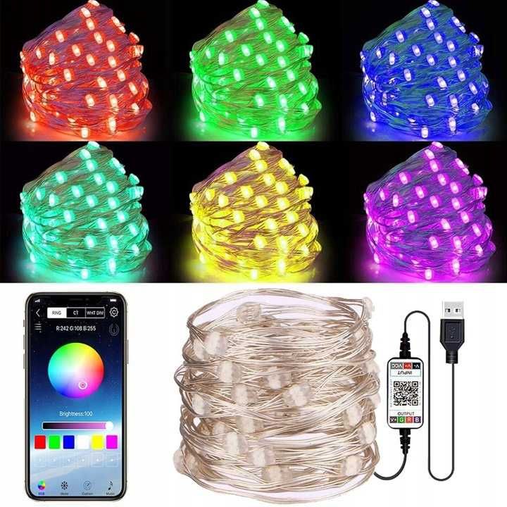 Lampki Choinkowe 200 LED BLUETOOTH 20M USB RGB MIX