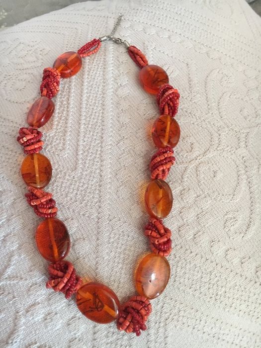 Naszyjnik koral bursztyn kolor pomarańczowy
