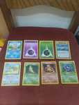 9 cartas pokemon base set 1a edição