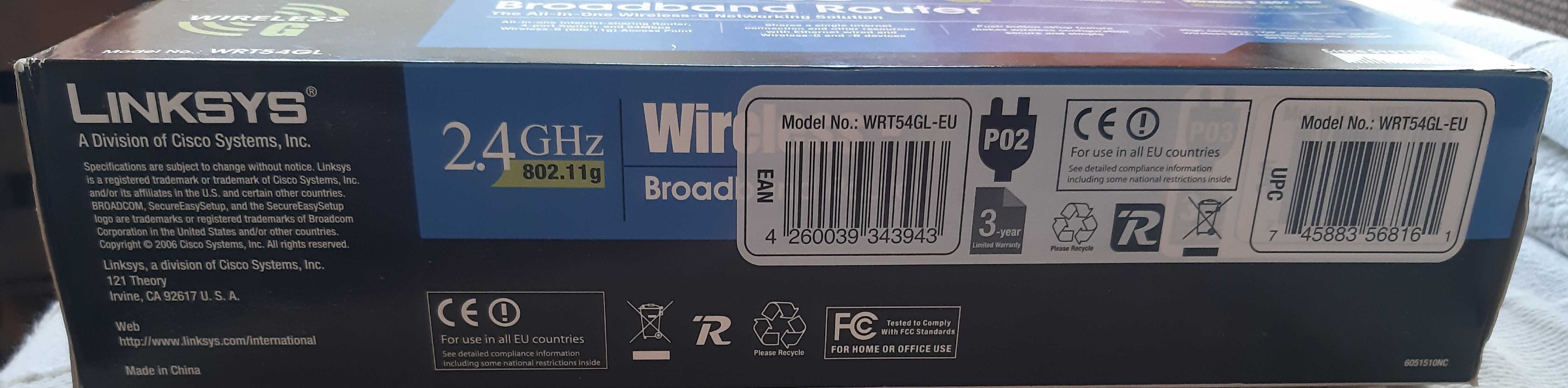 Router LinkSys sem Fios WRT54GL 2.4 GHz