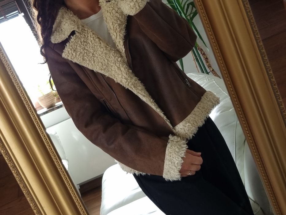 Brązowy kożuszek H&M r. S/M kurtka z kożuszkiem