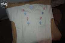 Camisola de menina branca com flores 2 anos
