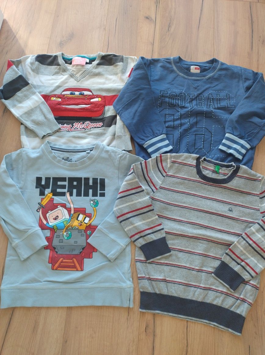 Zestaw Bluzy swetry 122 cienkie paski Zig Zac