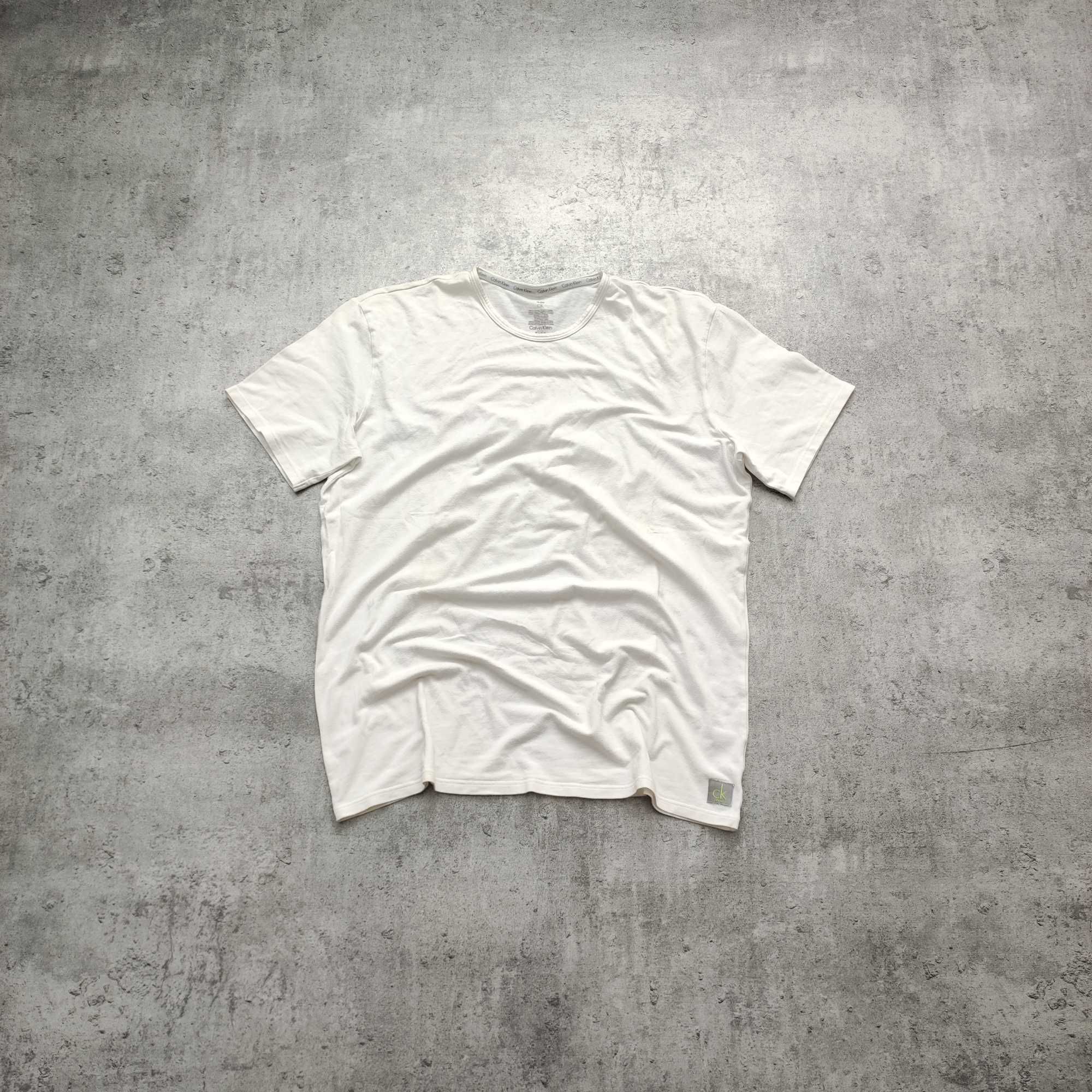 MĘSKA Koszulka Biała Klasyk Elegancka Bawełna Basic CK Calvin Klein
