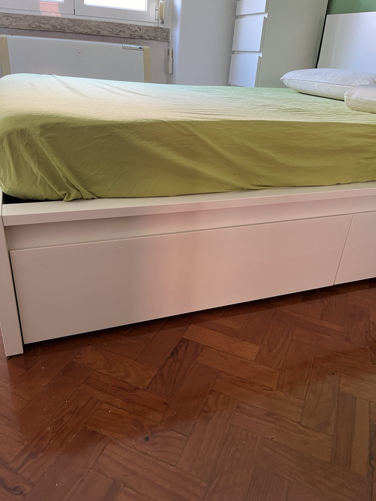 MALM Caixa arrumação p/estr cama, branco, 200 cm