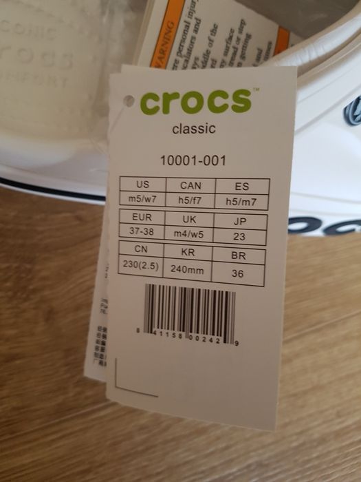 Crocs klapki gumowe w kolorze białym rozm.37