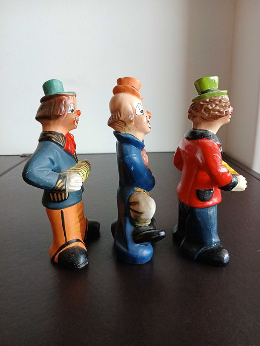 3 palhaços vintage em cerâmica