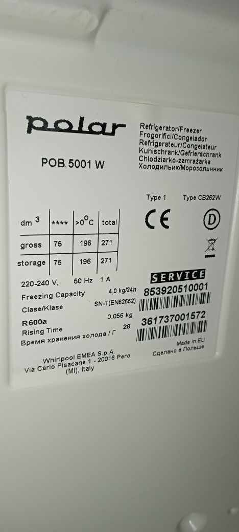 Części Lodówki Polar POB 5001 W