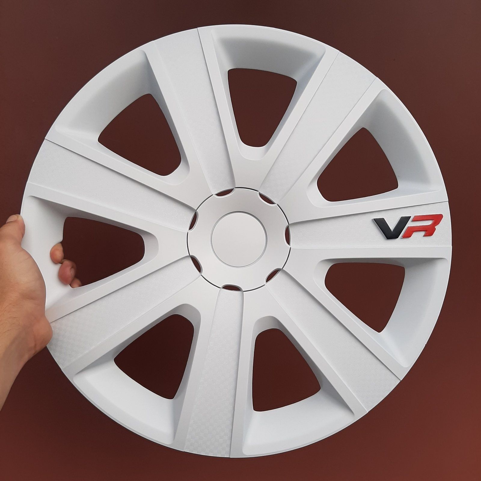 Колпаки на колеса VR Carbon White R13/14/15/16 белые ковпаки білі