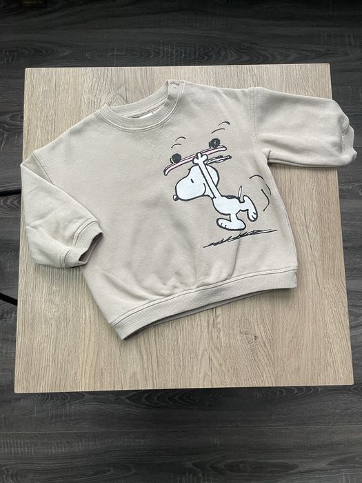 Світшот на флісі H&M кофта реглан батнік бежевий худі зіпка Снупі