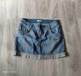 Niebieska jeansowa spódnica mini retro Promod