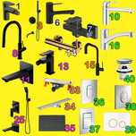 Bateria umywalkowa wannowa prysznic Omnires Grohe Hansgrohe odpływ Aco