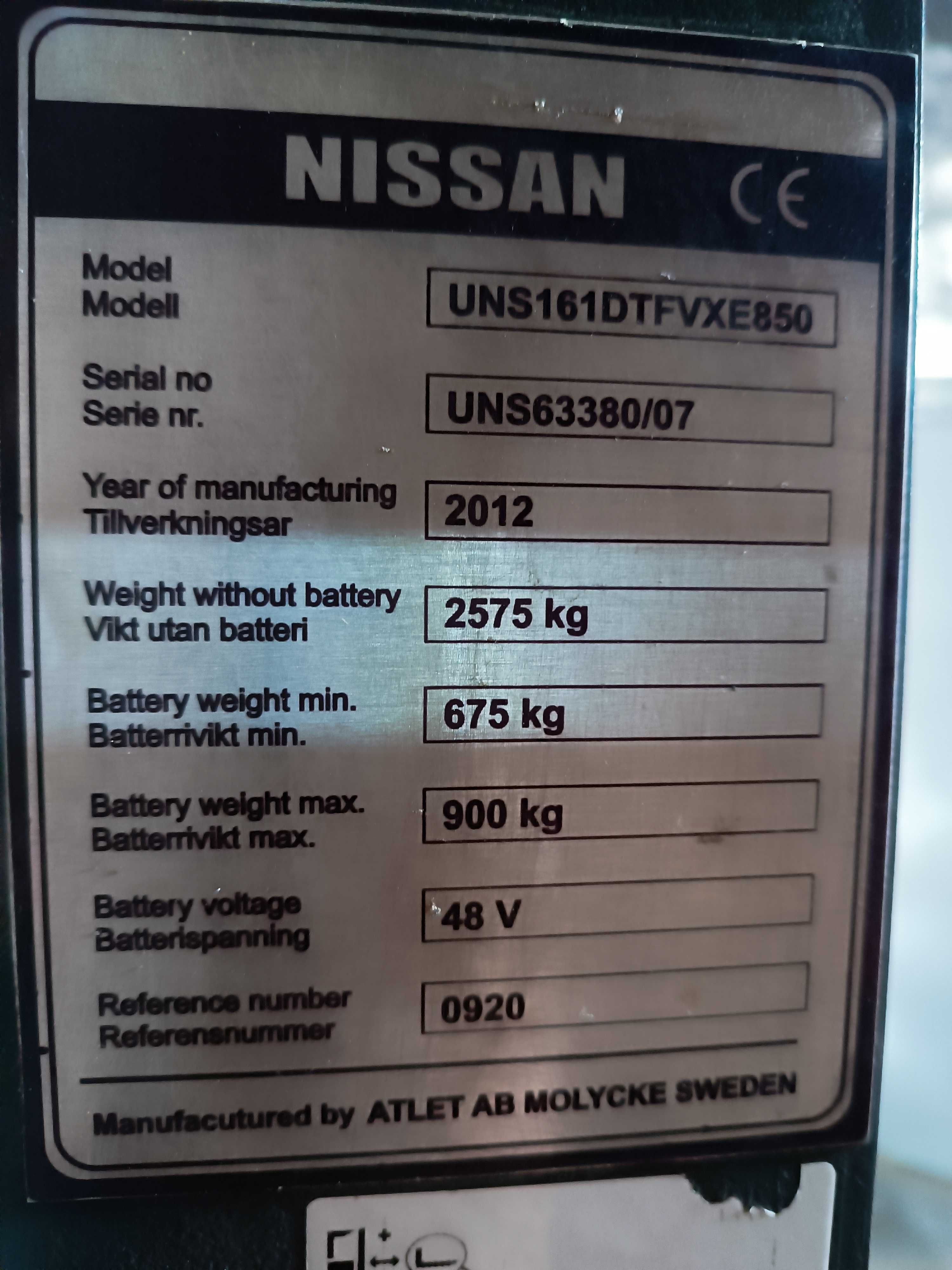 Штабелер річтрак NISSAN UNS 161DTFVXE850