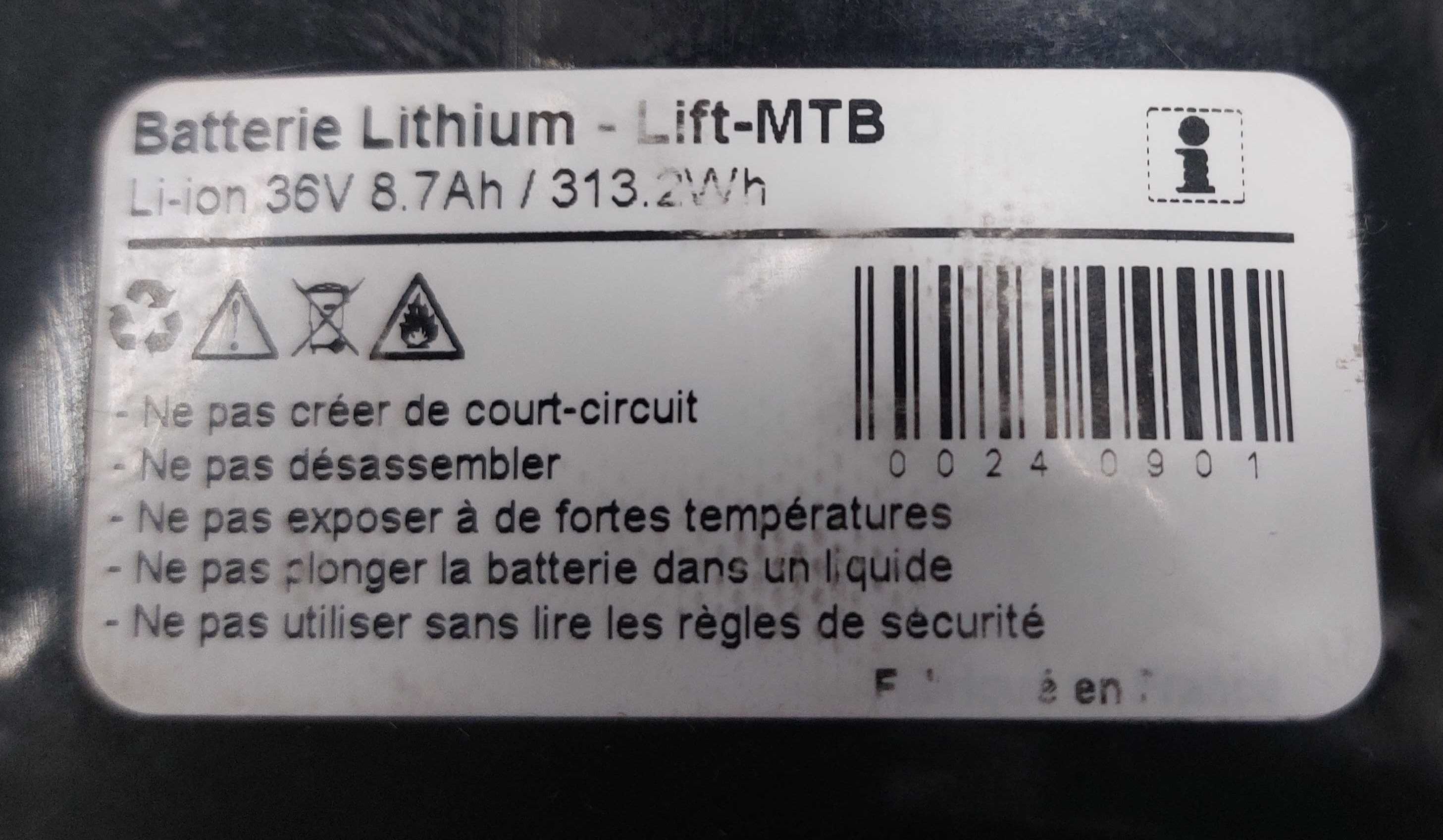 Akumulator Lift MTB 36V 8,7 Ah ogniwa Panasonic + ładowarka
