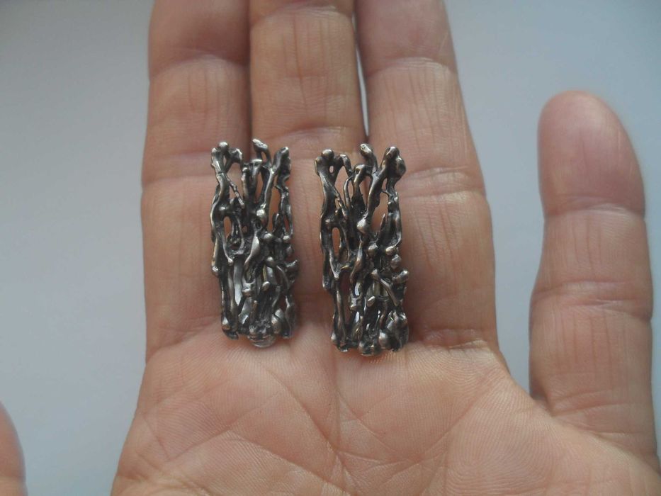 Rytosztuka - stare srebrne klipsy - rafa koralowa - cena ost