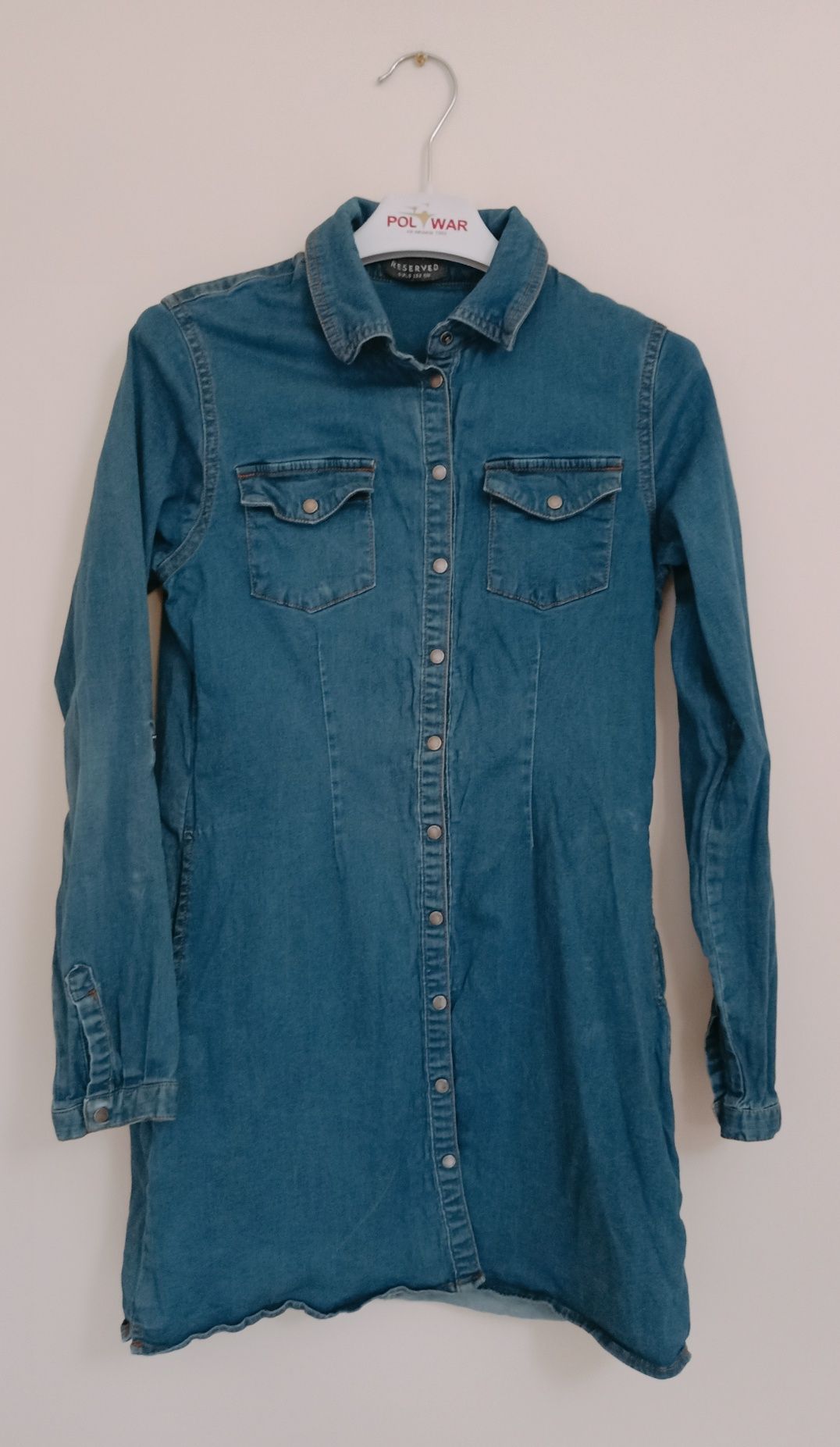 Jeansowa, miękka tunika dziewczęca, koszula Reserved rozmiar 152