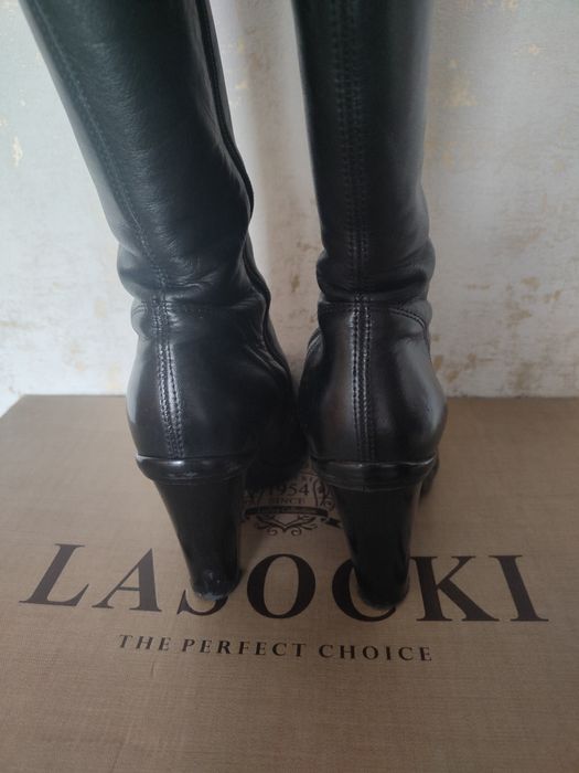Czarne kozaki na obcasie Lasocki skóra rozmiar 37
