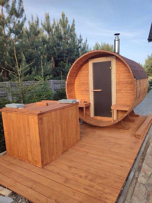 Sauna ogrodowa BECZKA mini 180 cm do montażu