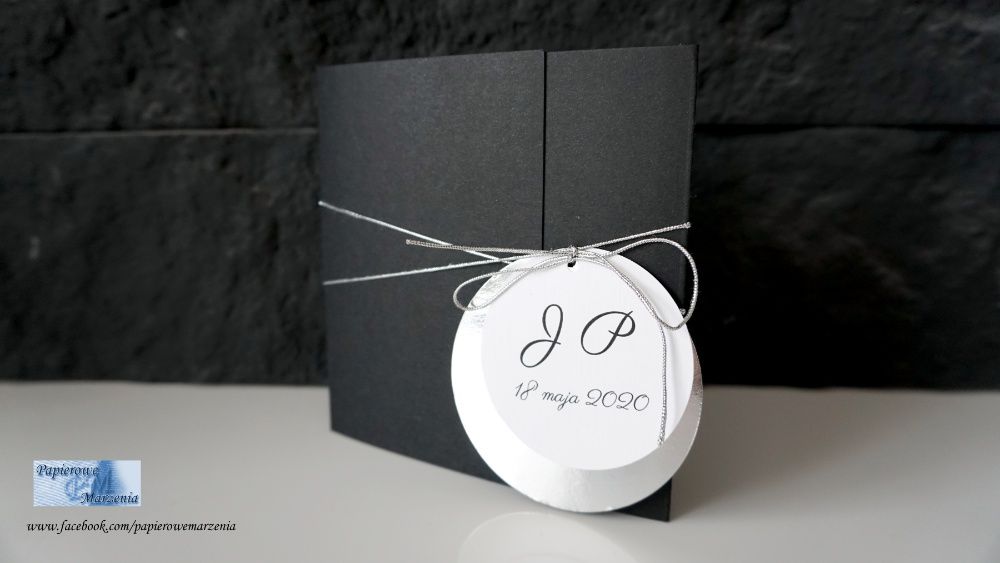 Zaproszenia ślubne SIMPLE 4 lustrzane czarne N!