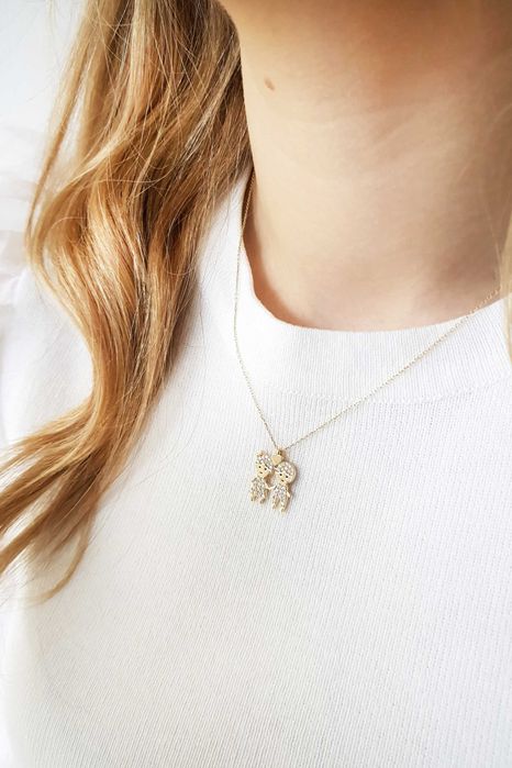 Złota celebrytka z zawieszką rodzeństwo z cyrkoniami pr. 585