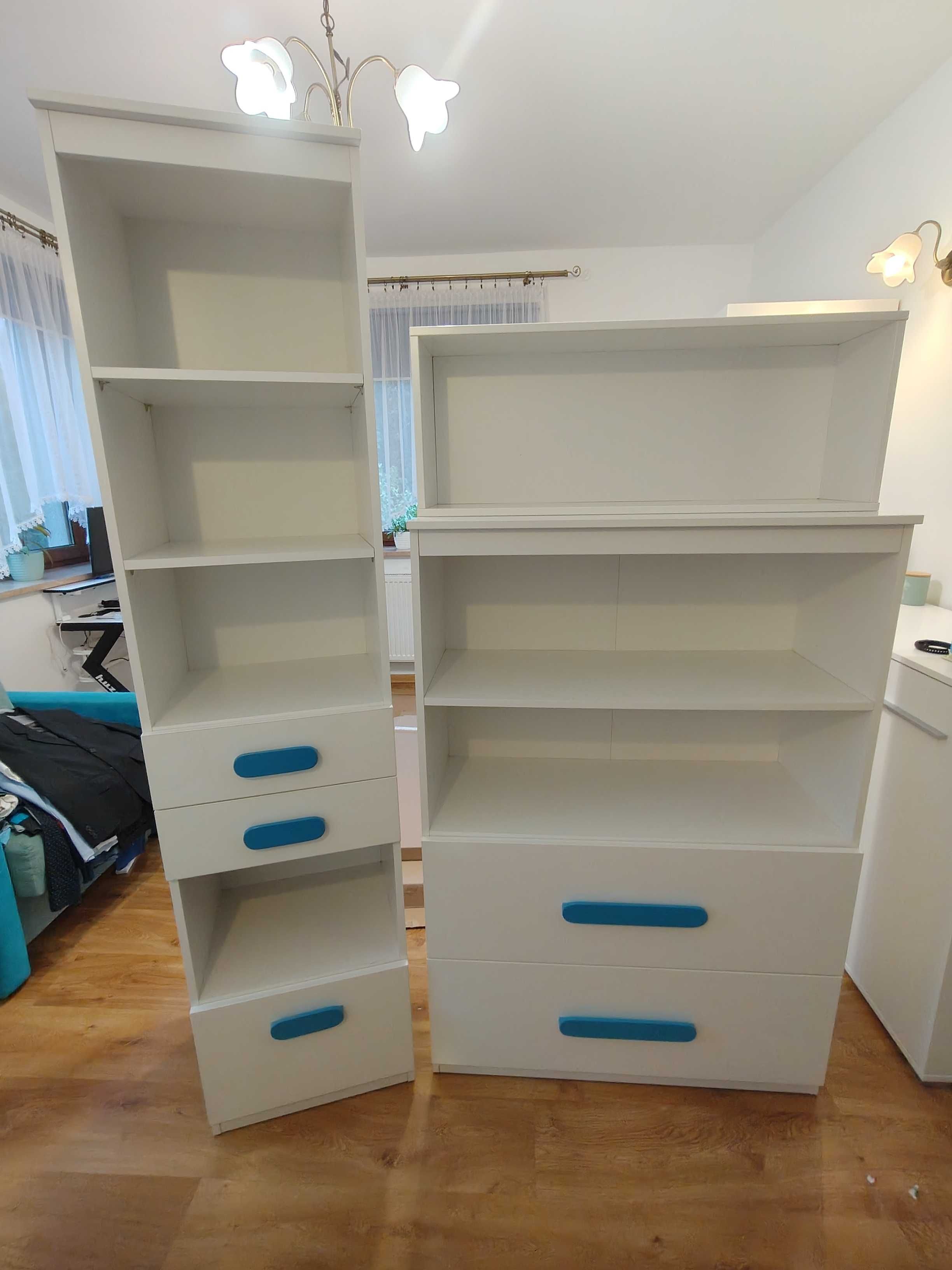 Zestaw mebli: szafa, komoda, regał + dodatk: regulowane biurko i fotel