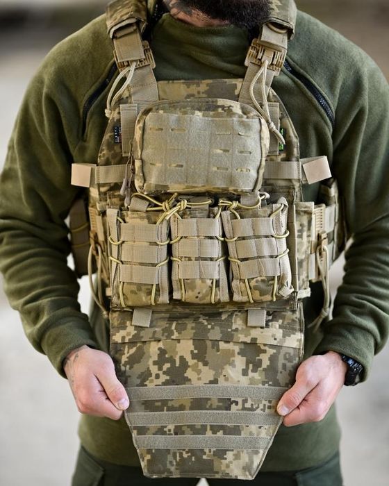 Плитоноска 7.62 розгрузка Sword піксель з напашником і підсумками