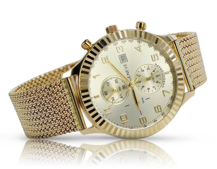 Złoty zegarek 14k 585 bransoletą męski Geneve mw007y&mbw014y Katowice