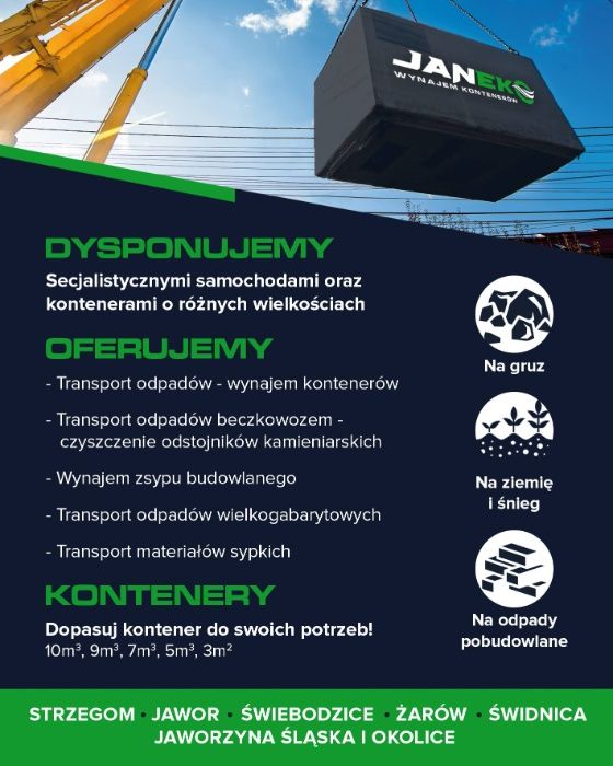 Mulda Wywóz gruzu Transport Mulda kontener na odpady ROZBIÓRKI