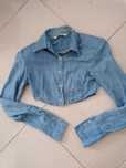 Camisa de ganga curta, da Zara, tamanho Xs