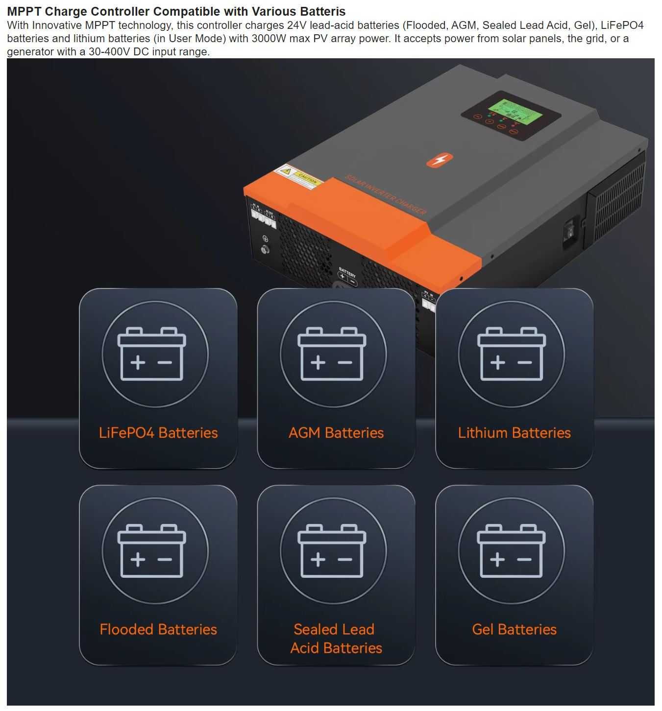 Гібридний інвертор PowMr POW-HVM3.2H-24V-N + WiFi керування