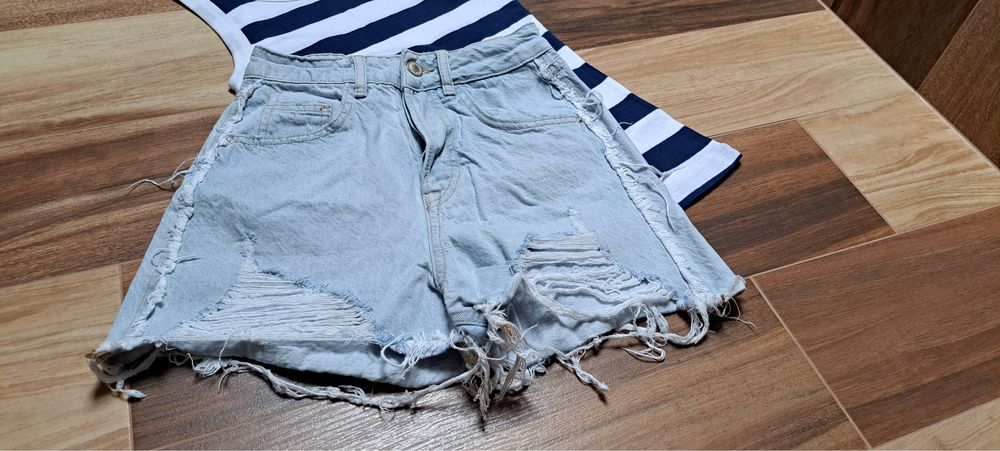 Szorty jeansowe jasny denim Zara r.34 wysoki stan szorty dżinsowe