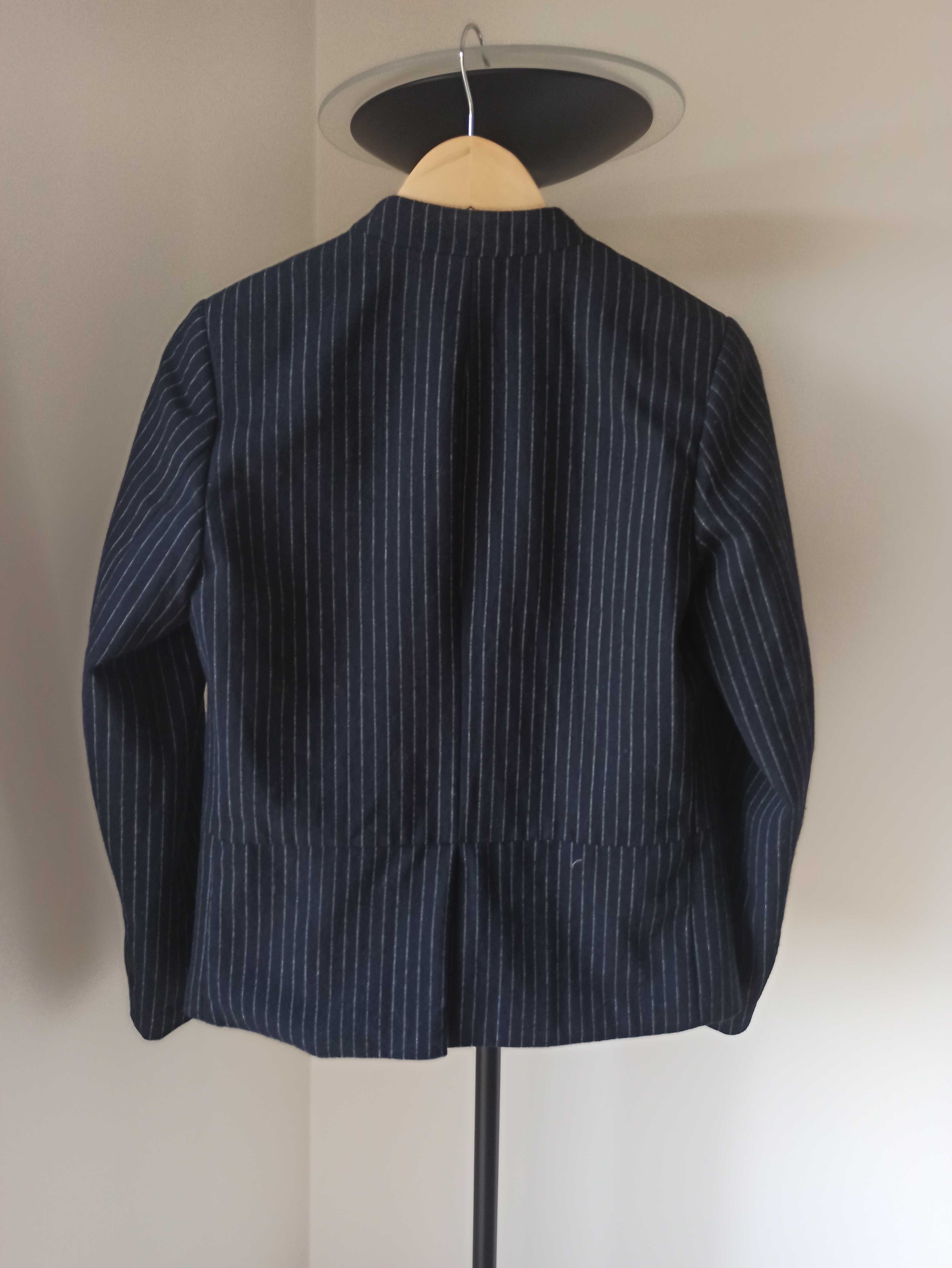 Wełniana marynarka H&M granatowa w prążek 38 M