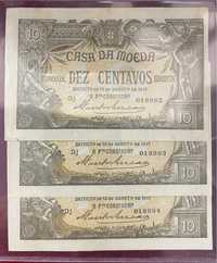 Notas Casa da Moeda lote 3x10 centavos 1917 NÚMEROS SEGUIDOS