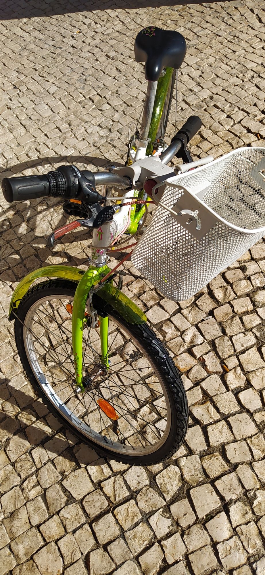 Bicicleta Criança menina roda 24 com cesto e mudanças descanço