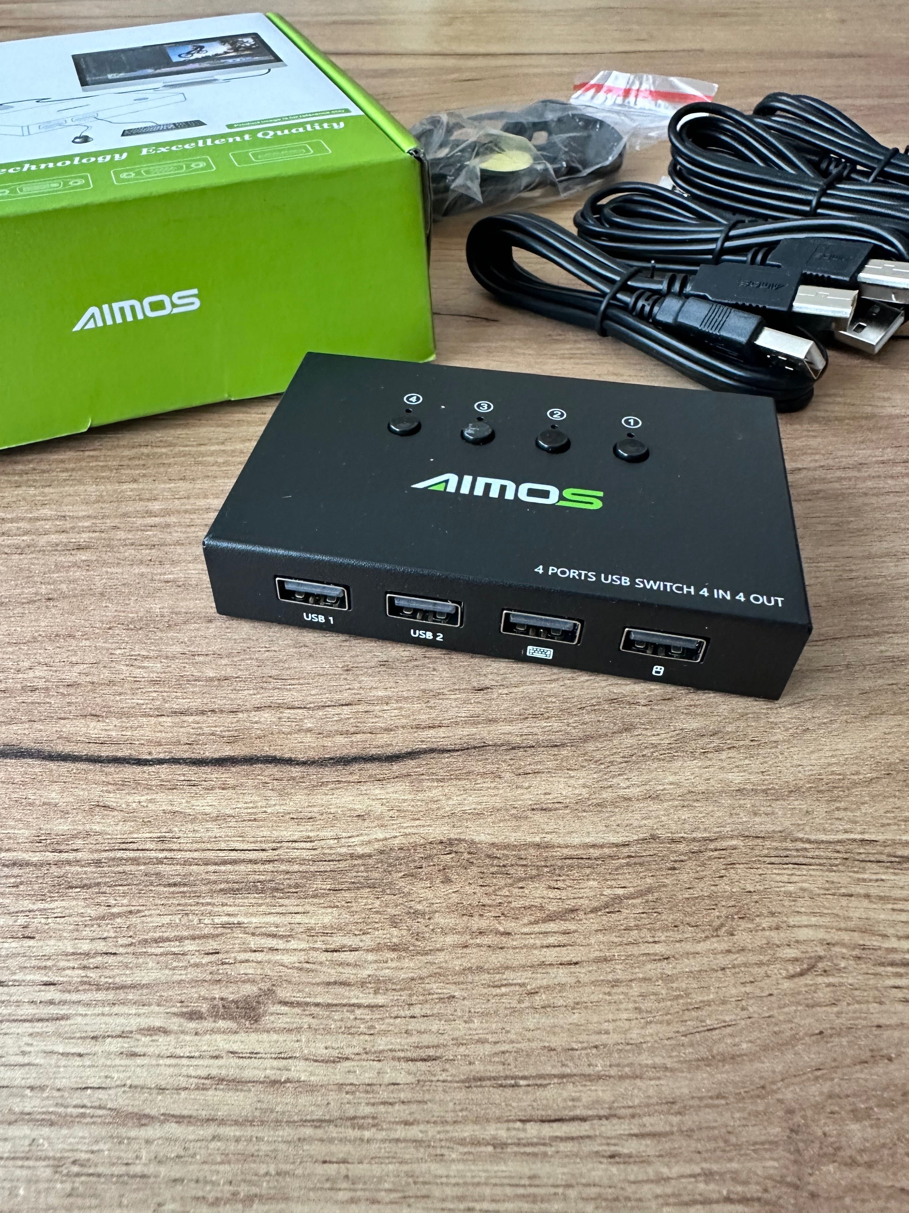 Przełącznik udostępniania urządzeń Aimos USB/KVM 4-portowy (Z)