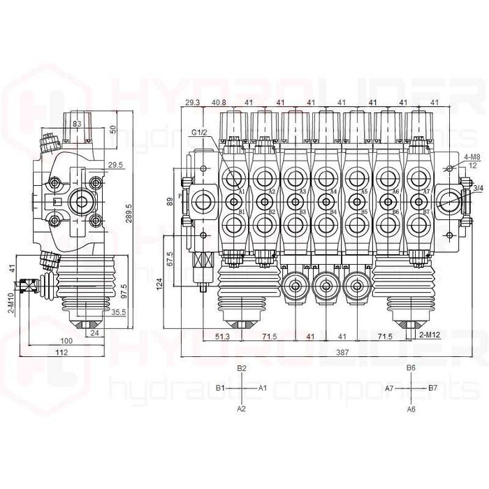 Rozdzielacz hydrauliczny 7 sek 90 przyczepy leśnej