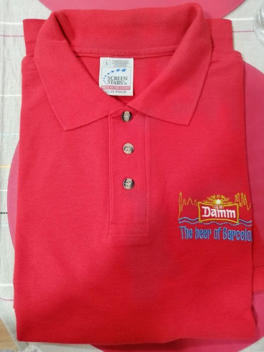 4 T-Shirts + 1 Pólo pub. Cerveja Mahou, Estrela Damm, Kaiser