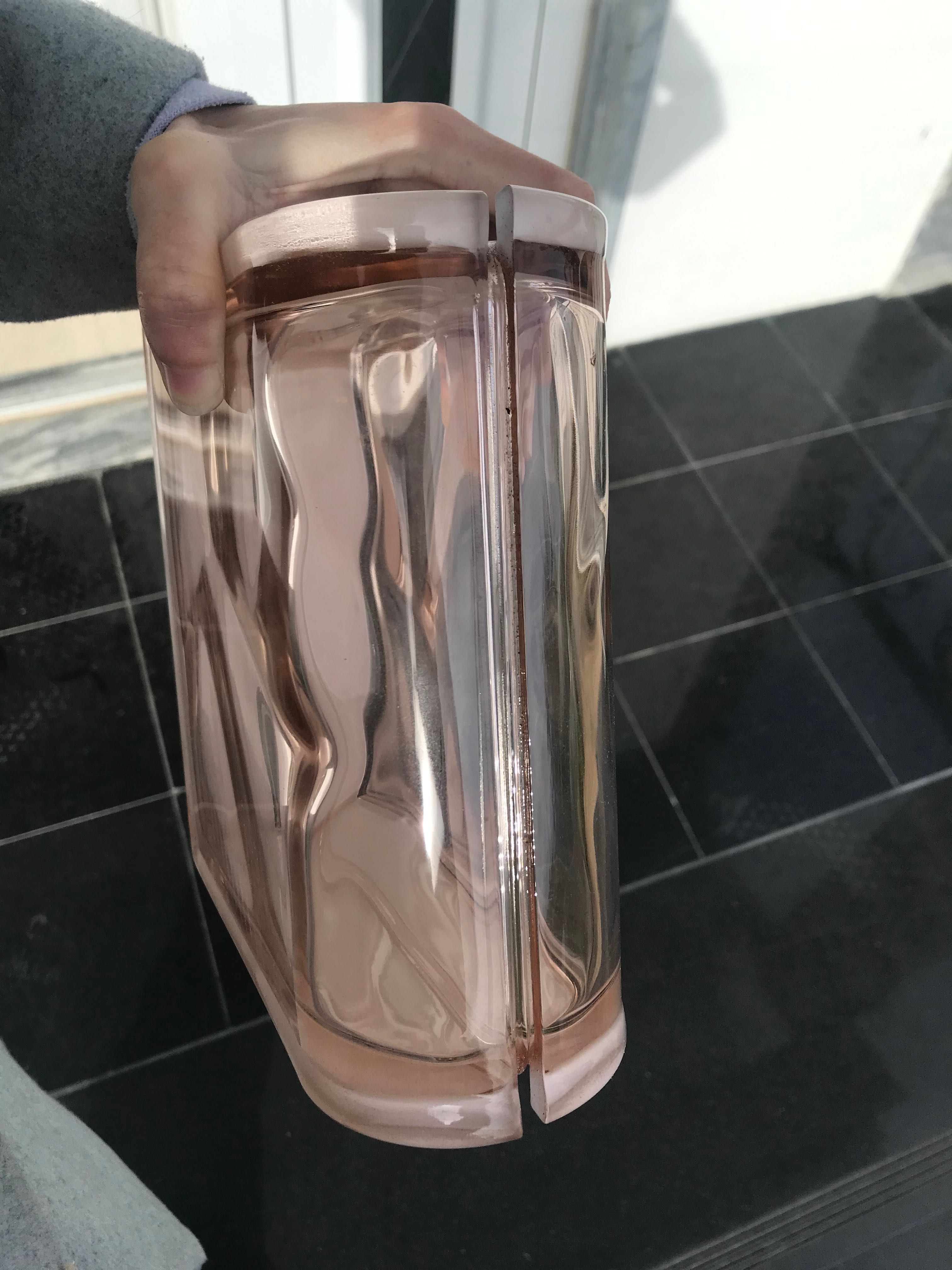 Bloco de vidro terminal linear (ondulado rosa)